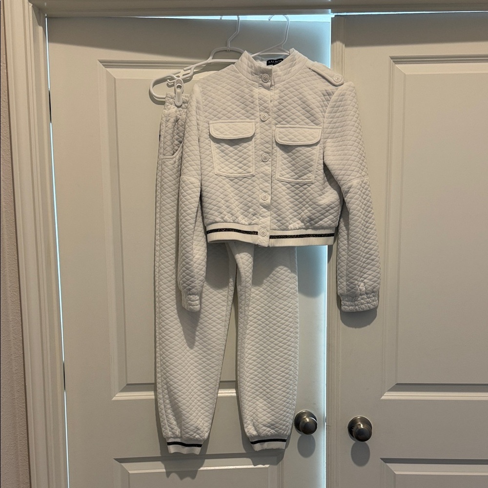 White Quilted Jacket and Pants Set
